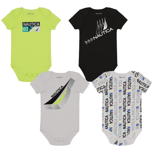 NWT Nautica Baby Boy Set of 4 onesies in size 0 to 3 months - Picture 1 of 7
